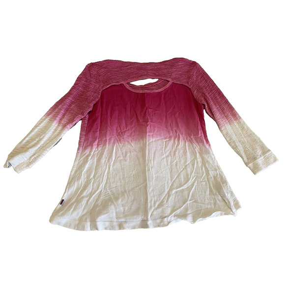 Z by Zobha Pullover Top Womens XL / 2XL Pink & White Ombre wBack Cut Out Blouse - Picture 2 of 11